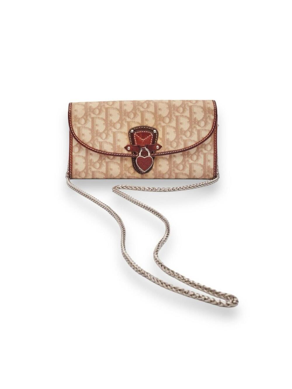 Christian Dior Rare Vintage Romantique Trotter Monogram Dior Wallet On Chain